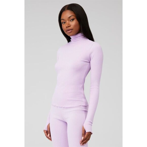 Show Me Your Mumu Women's Layer Up Top Size XS Lilac Rib Knit Turtleneck - Picture 2 of 10